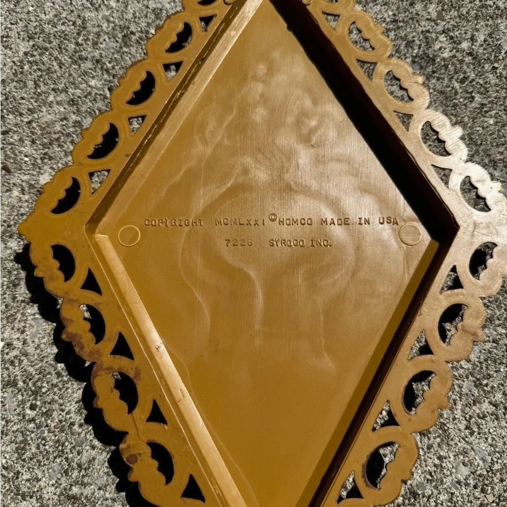 Vtg HOMCO Roman Gold Diamond Shaped Wall Plaques Ornate MCM Set Of 4